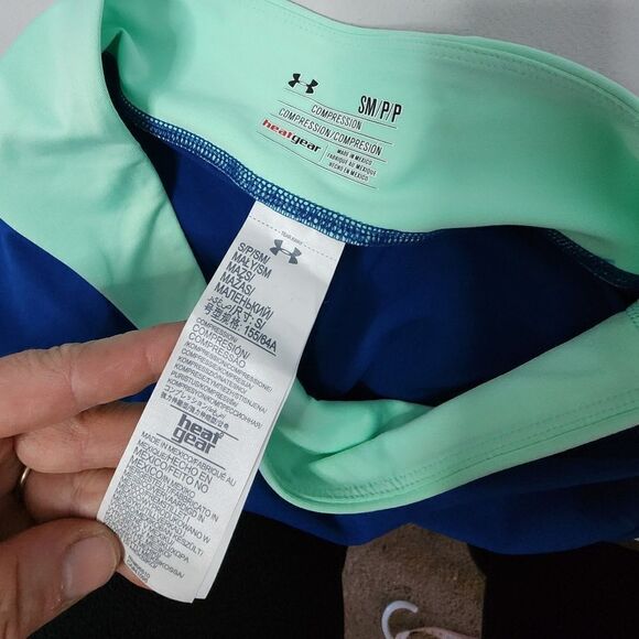 Under Armour Women's High Rise Full Length Leggings Compression Heat Gear Blue S - Picture 4 of 5